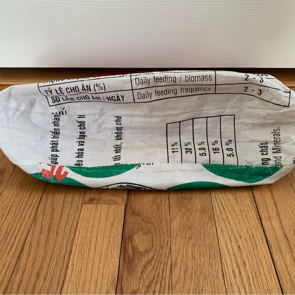 Torrain fish print recycled feed bag hobo style clutch purse.  One-of-a-kind! - Picture 6 of 9